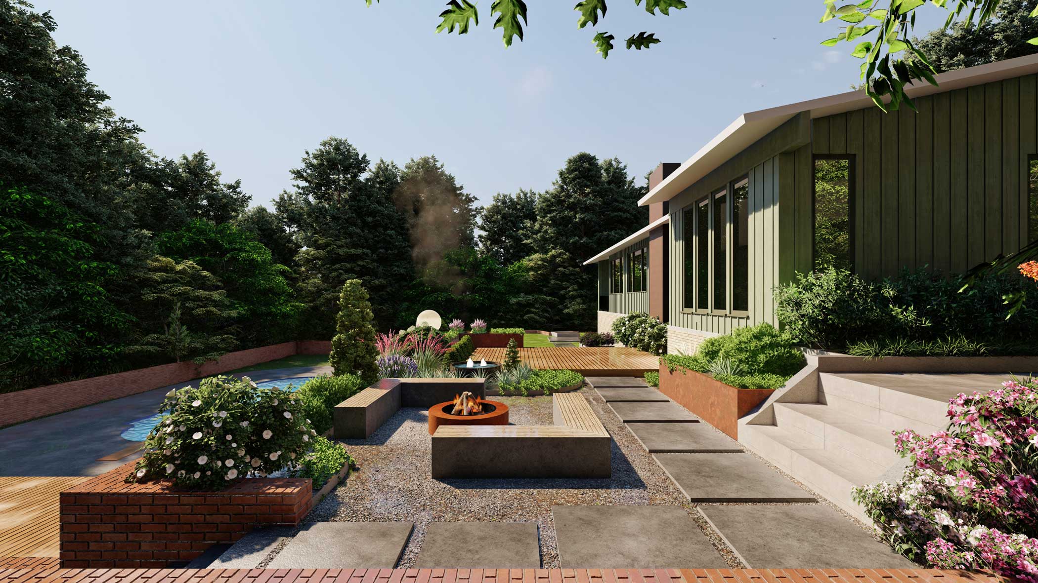 Functional landscape design with sustainable hardscaping by Ridley Hailey and Living Environments